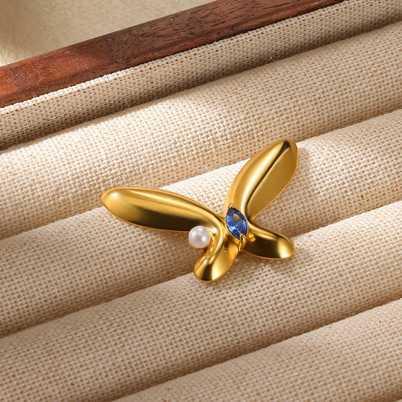 Wholesale Brooch Stainless Steel Light Luxury Style Bow Electroplating For Women