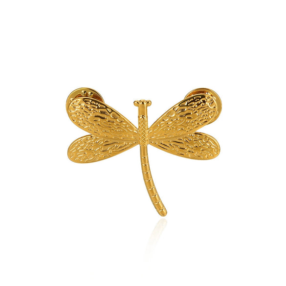 Wholesale Brooch Titanium Steel Dragonfly Insect Cartoon Characters Electroplating Women's Retro Style