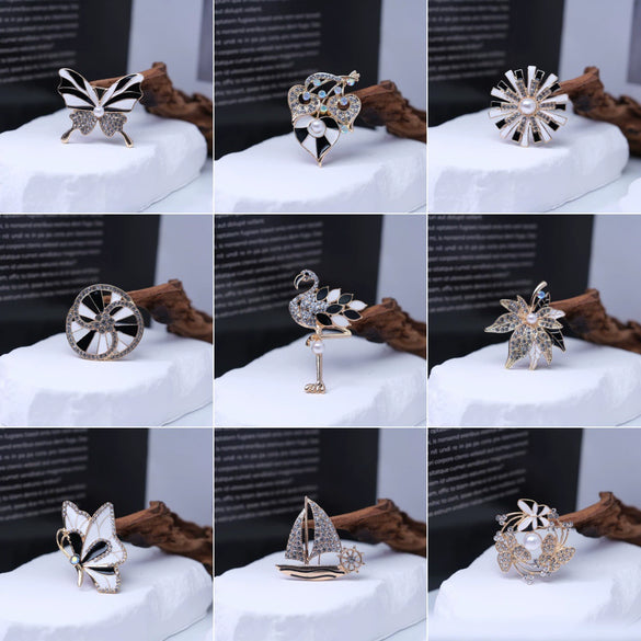 Wholesale Brooch Zinc Alloy Animal Flower Insect Leaves Geometric Dripping Oil Style