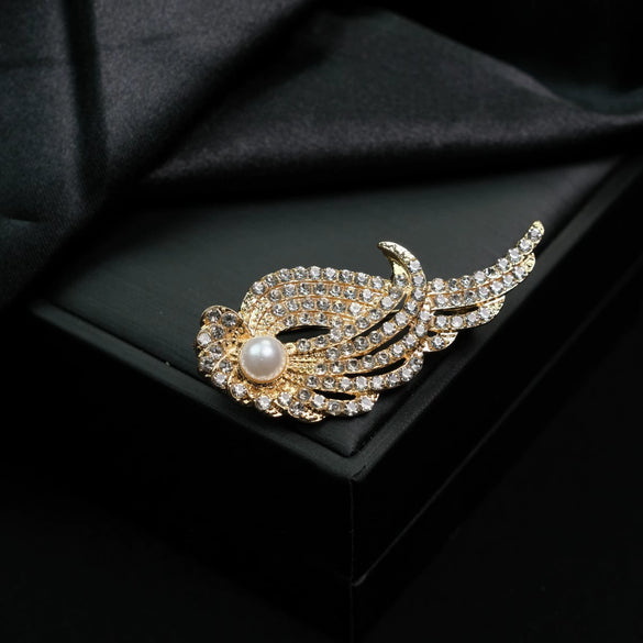 Wholesale Brooch Zinc Alloy Geometric Vintage Angel Wings Feather Electroplating For Women And Unisex