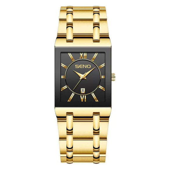 Wholesale Business Quartz Waterproof Square Men's Watch With Alloy Case And Strap Mineral Reinforced Glass Mirror Stainless Steel Single Folding Buckle And Printed Logo