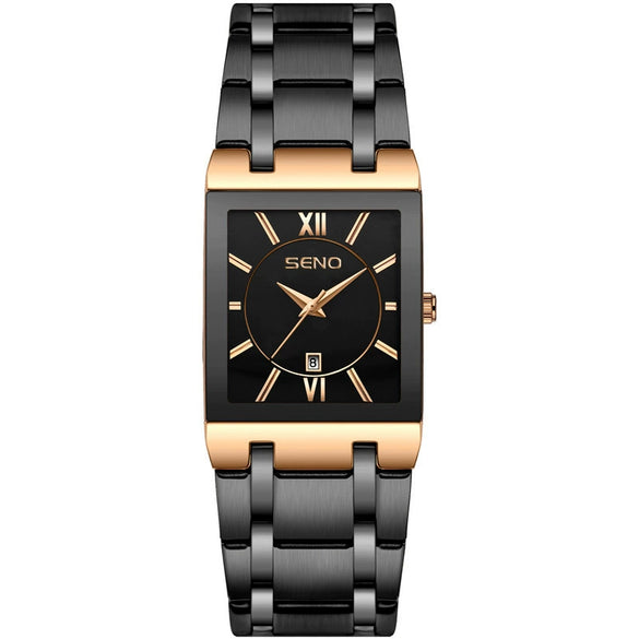 Wholesale Business Quartz Waterproof Square Men's Watch With Alloy Case And Strap Mineral Reinforced Glass Mirror Stainless Steel Single Folding Buckle And Printed Logo