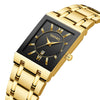Wholesale Business Quartz Waterproof Square Men's Watch With Alloy Case And Strap Mineral Reinforced Glass Mirror Stainless Steel Single Folding Buckle And Printed Logo