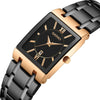 Wholesale Business Quartz Waterproof Square Men's Watch With Alloy Case And Strap Mineral Reinforced Glass Mirror Stainless Steel Single Folding Buckle And Printed Logo