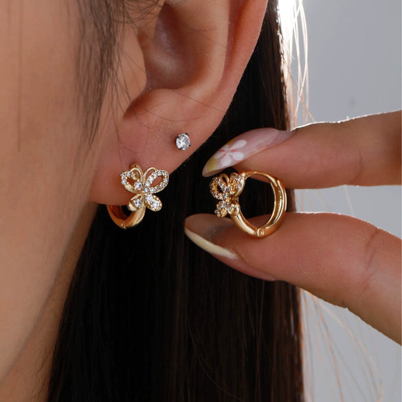 Wholesale Butterfly Earrings Copperzinc Alloy Goldplated Animal Zodiac Style For Women