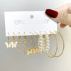 Wholesale Butterfly Earrings Set Simple Creative Pearl And Alloy Earrings With Pearl Inlaid Design