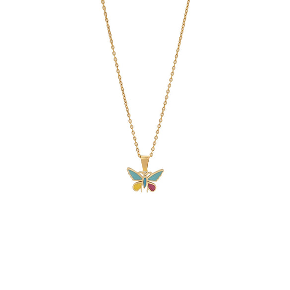 Wholesale Butterfly Elephant Pendant Palm Eye Stainless Steel Necklace With O Shaped Chain And Dripping Oil Treatment For Women Featuring Animal Pattern