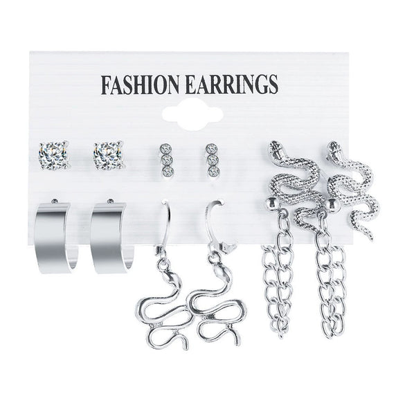 Wholesale Butterfly Love Lock Rose Diamond Pearl Earrings Set Alloy Electroplated With Heart Animal Zodiac Patterns Unisex