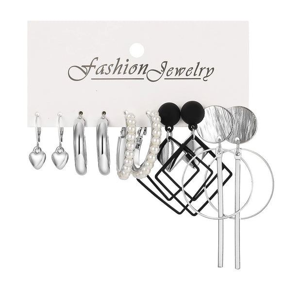Wholesale Butterfly Love Lock Rose Diamond Pearl Earrings Set Alloy Electroplated With Heart Animal Zodiac Patterns Unisex