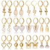 Wholesale Butterfly Love Lock Rose Diamond Pearl Earrings Set Alloy Electroplated With Heart Animal Zodiac Patterns Unisex