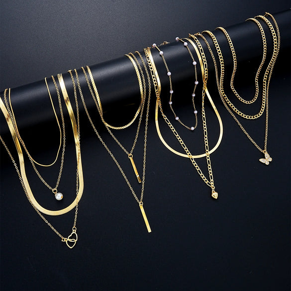 Wholesale Butterfly Love Pearl Chain Necklace For Women Alloy Heart Shape Electroplated