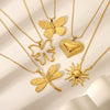 Wholesale Butterfly Love Pendant High Sense Clavicle Chain For Autumn And Winter Sweaters Stainless Steel Jewelry With Electroplating Pvd Furnace Real Gold And Animal Pattern