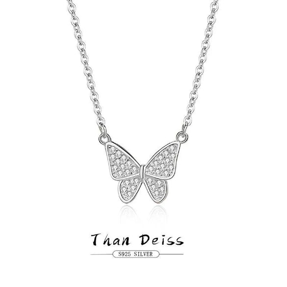 Wholesale Butterfly Necklace 925 Silver Geometric Microinlaid Zircon Light Luxury Jewelry For Women