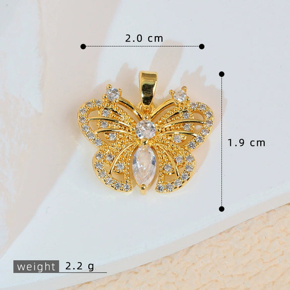 Wholesale Butterfly Pendant Necklace Copper Animal Zodiac Electroplating Simple Design Women's Accessories
