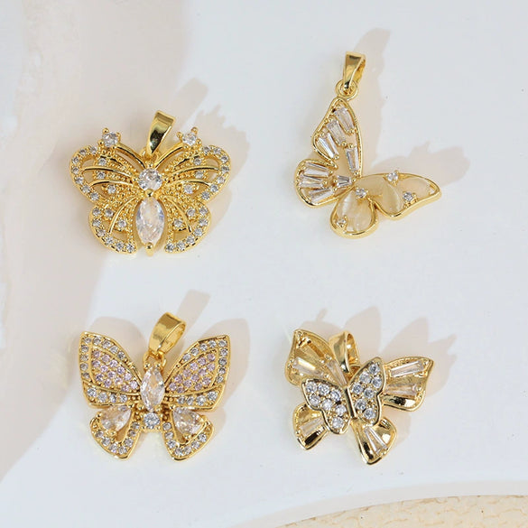 Wholesale Butterfly Pendant Necklace Copper Animal Zodiac Electroplating Simple Design Women's Accessories