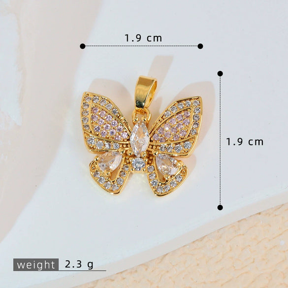 Wholesale Butterfly Pendant Necklace Copper Animal Zodiac Electroplating Simple Design Women's Accessories