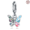 Wholesale Butterfly Pendant 925 Sterling Silver Inlaid Zircon Epoxy Design