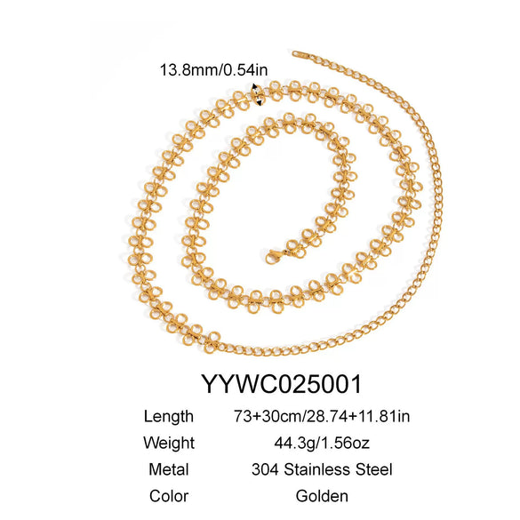 Wholesale Butterfly Round Waist Chain Necklace Bracelet Suit In Titanium Steel With Pvd Furnace Vacuum Real Gold Plating And Geometric Internet Celebrity Style