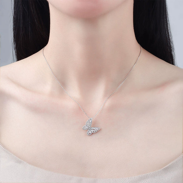 Wholesale Butterfly Sterling Silver 925 Elegant Geometric Electroplated Necklace Clavicle Chain For Female