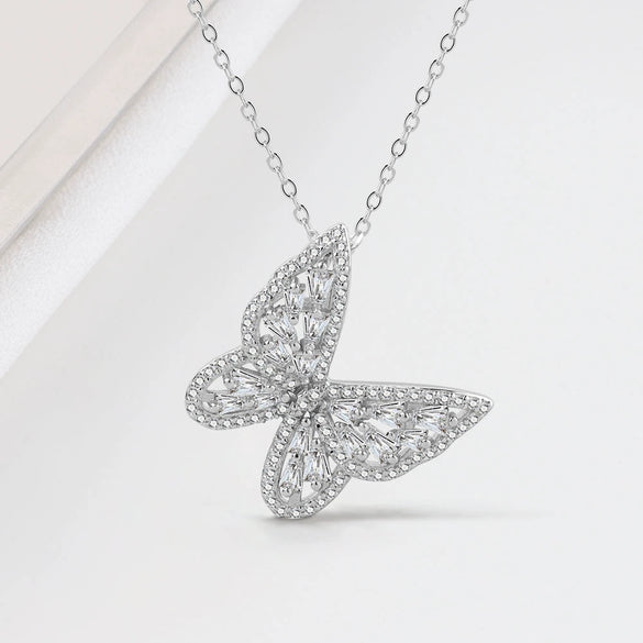 Wholesale Butterfly Sterling Silver 925 Elegant Geometric Electroplated Necklace Clavicle Chain For Female