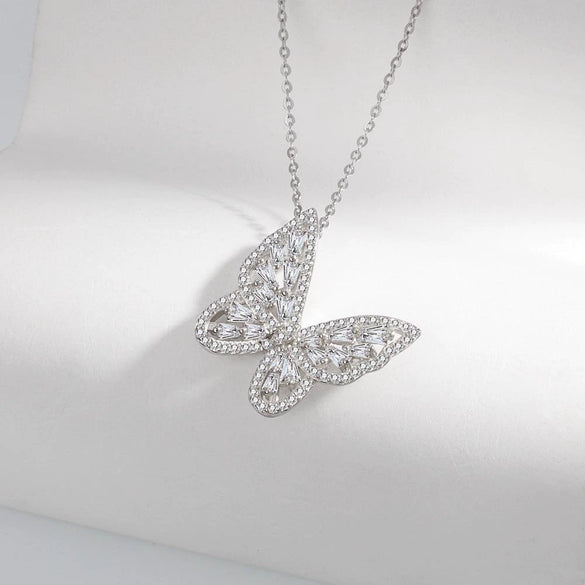 Wholesale Butterfly Sterling Silver 925 Elegant Geometric Electroplated Necklace Clavicle Chain For Female