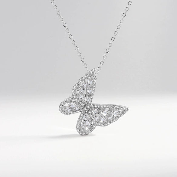Wholesale Butterfly Sterling Silver 925 Elegant Geometric Electroplated Necklace Clavicle Chain For Female