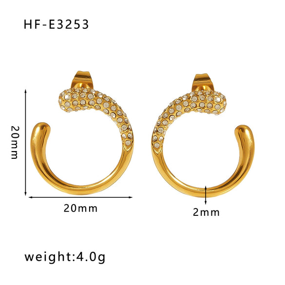 Wholesale C Shaped Butterfly Zircon Irregular Pearl Earrings With Crown Bow U Shaped Geometric Pattern 18K Gold Plated Stainless Steel Stud Earrings For Women