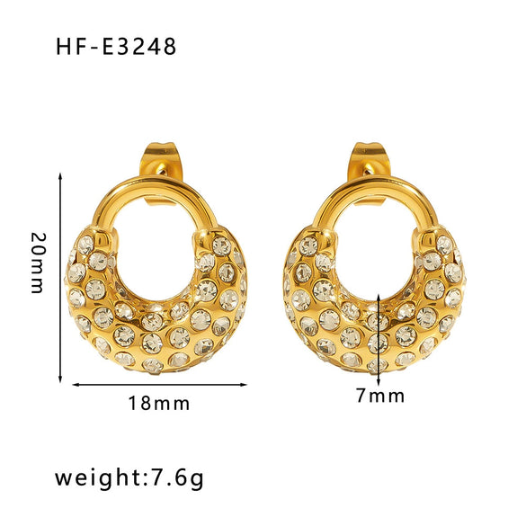 Wholesale C Shaped Butterfly Zircon Irregular Pearl Earrings With Crown Bow U Shaped Geometric Pattern 18K Gold Plated Stainless Steel Stud Earrings For Women