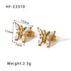 Wholesale C Shaped Butterfly Zircon Irregular Pearl Earrings With Crown Bow U Shaped Geometric Pattern 18K Gold Plated Stainless Steel Stud Earrings For Women