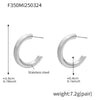 Wholesale C Shaped Geometric U Shaped Light Luxury Style Stainless Steel Pvd Plated Earrings Set For Women