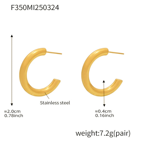 Wholesale C Shaped Geometric U Shaped Light Luxury Style Stainless Steel Pvd Plated Earrings Set For Women