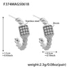 Wholesale C Shaped Twist Zircon Earrings In Stainless Steel With 18K Gold Color Preserving Electroplated Geometric Design For Women