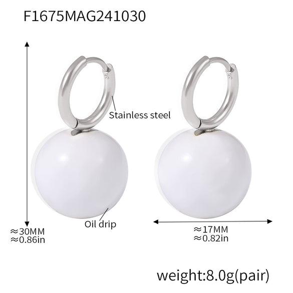 Wholesale Candy Color Hollow Ball Earrings Stainless Steel Pvd Electroplated For Women Geometric Style