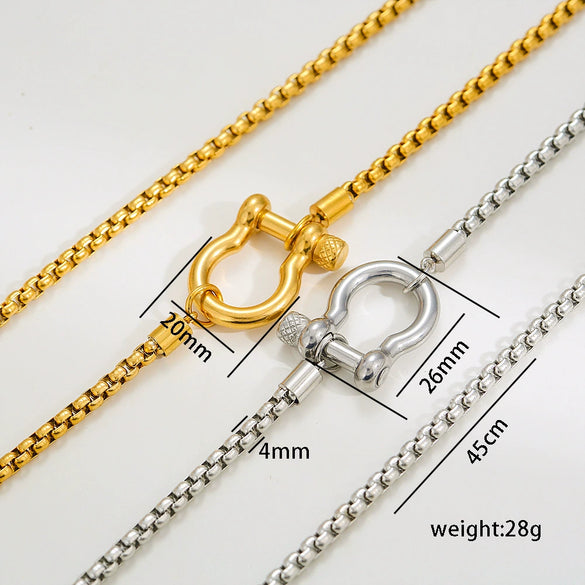 Wholesale Carabiner Necklace Stainless Steel Titanium Steel Geometric Style Electroplating For Men And Women