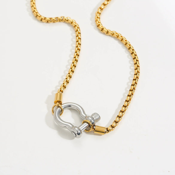 Wholesale Carabiner Necklace Stainless Steel Titanium Steel Geometric Style Electroplating For Men And Women