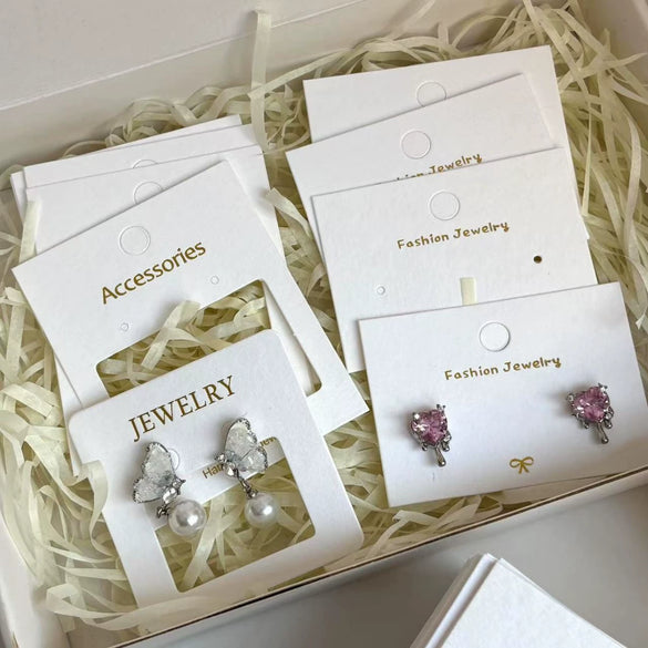 Wholesale Cardboard Cotton Pattern Hollow Earrings Jewelry Display Packaging Card With Bronzing Craft