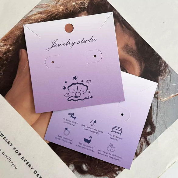Wholesale Cardboard Ins Earrings Packaging With Spot And Vignetting Printing Logo And Maintenance Instructions For Girl Hairpins And Necklaces
