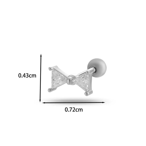 Wholesale Cartilage Puncture Ear Bone Nail Fashion Allmatch Copper Zirconium Bow Stainless Steel Rod For Women
