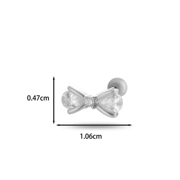 Wholesale Cartilage Puncture Ear Bone Nail Fashion Allmatch Copper Zirconium Bow Stainless Steel Rod For Women