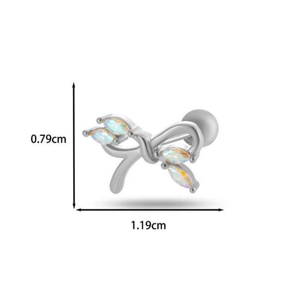 Wholesale Cartilage Puncture Ear Bone Nail Fashion Allmatch Copper Zirconium Bow Stainless Steel Rod For Women