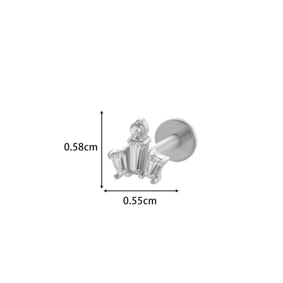 Wholesale Cartilage Puncture Ear Bone Nail Lip Nail Titanium Alloy Microinlaid Zircon Snowflake Flat Bottom Rod Internal Tooth With Flower Pattern Electroplated For Women