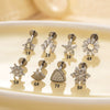 Wholesale Cartilage Puncture Ear Bone Nail Lip Nail Titanium Alloy Microinlaid Zircon Snowflake Flat Bottom Rod Internal Tooth With Flower Pattern Electroplated For Women