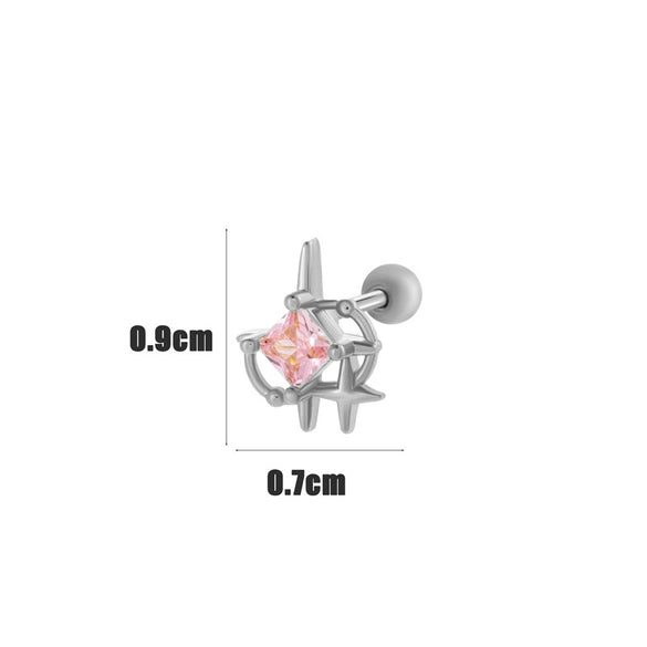 Wholesale Cartilage Puncture Ear Bone Nail Stainless Steel And Copper Inlaid With Zircon Heart Pattern Electroplated Sweet Girly Princess Style