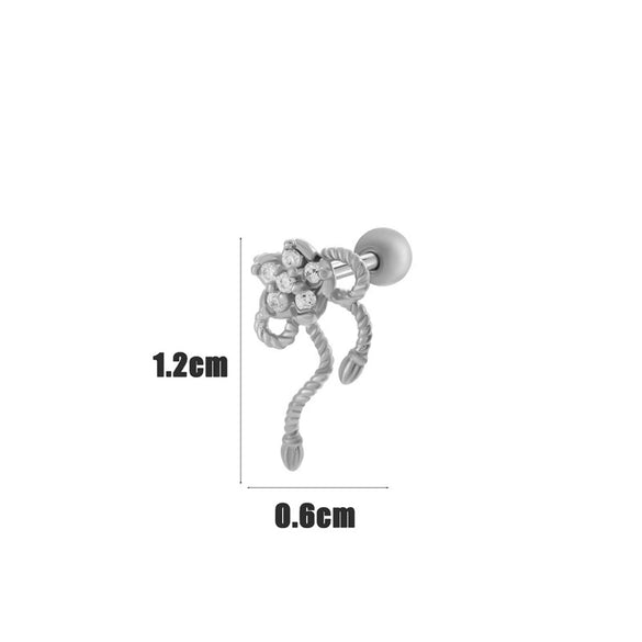 Wholesale Cartilage Puncture Ear Bone Nail Stainless Steel And Copper Inlaid With Zircon Heart Pattern Electroplated Sweet Girly Princess Style