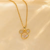 Wholesale Cartoon Cute Mickey Mouse Titanium Steel Zircon Pendant Necklace With Electroplating For Women