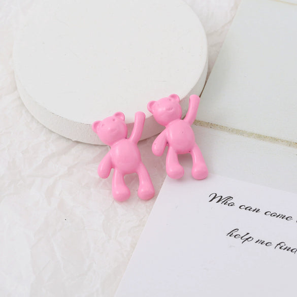 Wholesale Cartoon Raise Hand Bear Pendant Necklace Bracelet Alloy Accessories With Plating And Painting