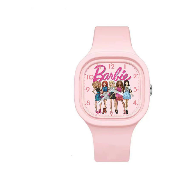 Wholesale Cartoon Square Silicone Plastic Stainless Steel Girl Doll Watch