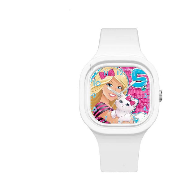 Wholesale Cartoon Square Silicone Plastic Stainless Steel Girl Doll Watch