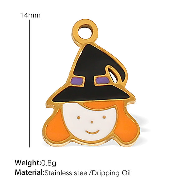 Wholesale Cartoon 316L Stainless Steel Jewelry Set With Dripping Oil Treatment Pendant Necklace And Earrings