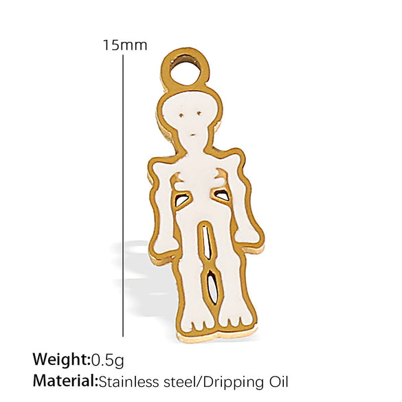 Wholesale Cartoon 316L Stainless Steel Jewelry Set With Dripping Oil Treatment Pendant Necklace And Earrings